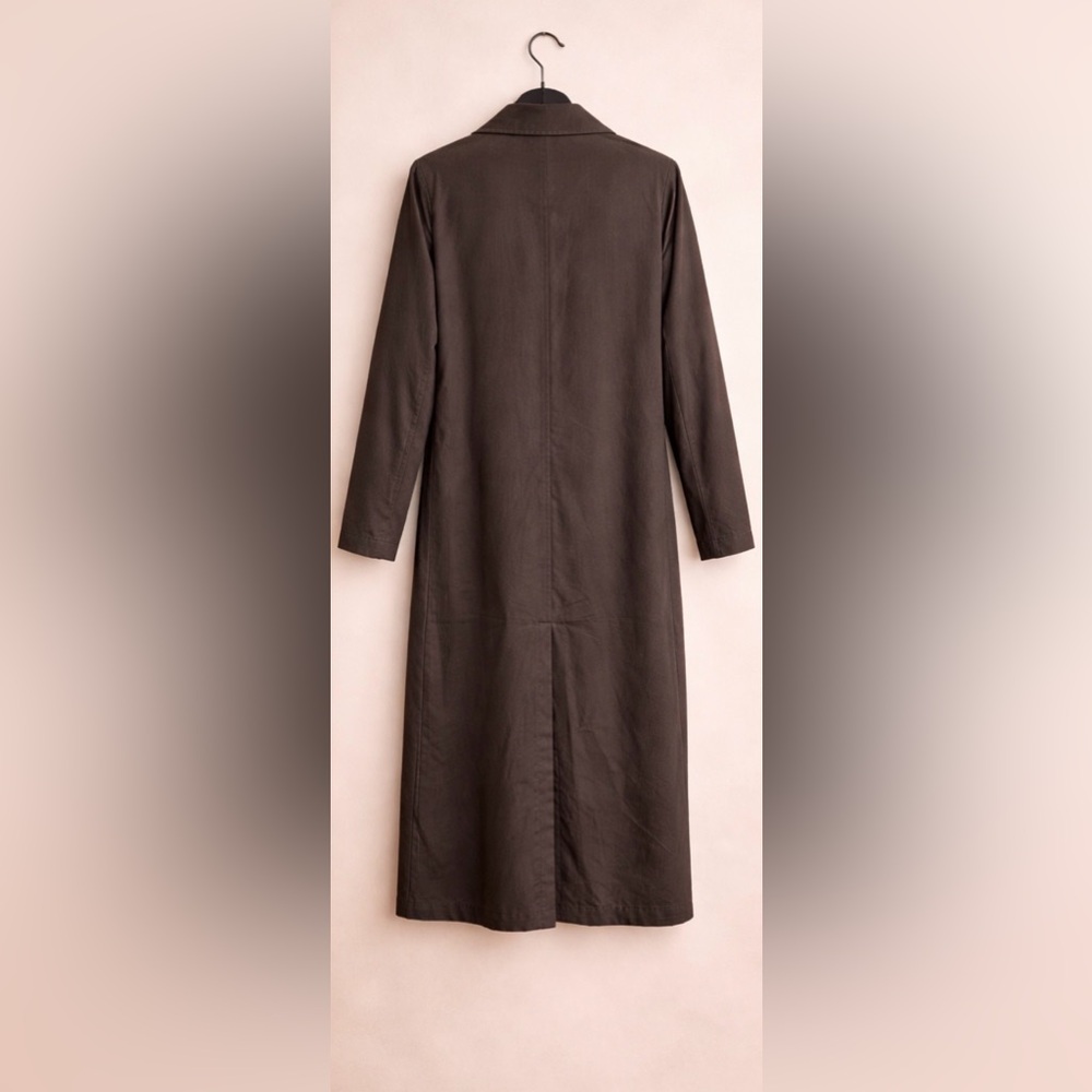 NWT STARK-X Oversized Utility Trench Coat Ash Grey Linen Blend Maxi Luxury $399 - Picture 6 of 11